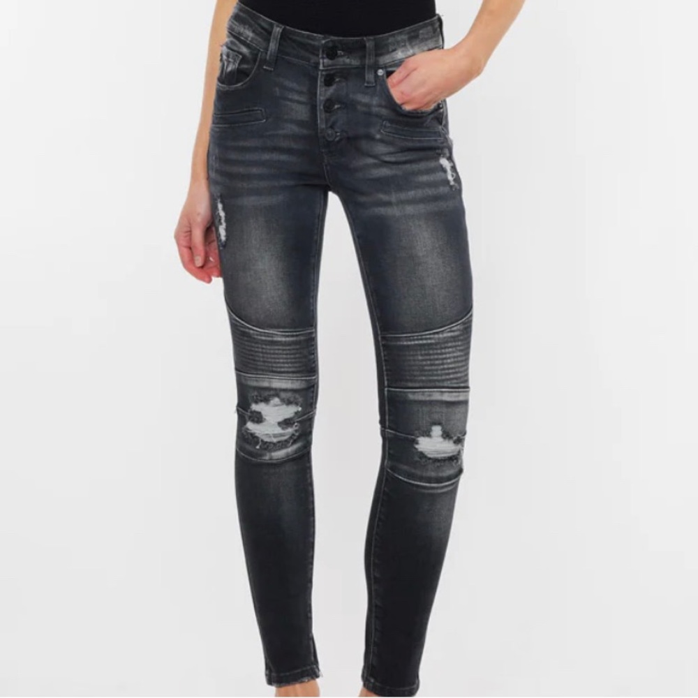 KanCan Black Moto Jeans. Mid Rise, Size 3